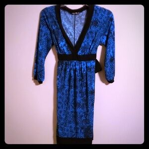 Retro blue and black tie back dress